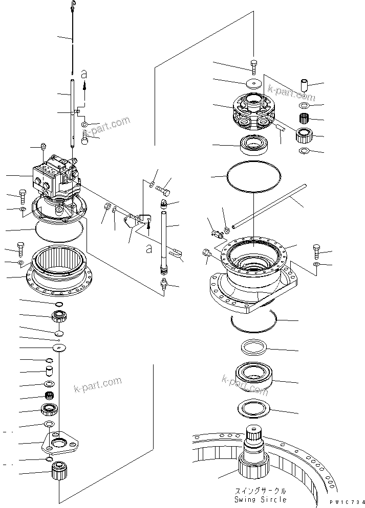 Komatsu parts book diagram for PC230LC-7-BA S/N 11001-UP: SWING MACHINERY(#11001-11035)