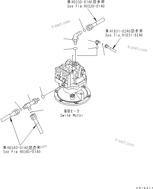 Komatsu parts book diagram for PC230LC-7-BA S/N 11001-UP: SWING MOTOR (CONNECTING PARTS)