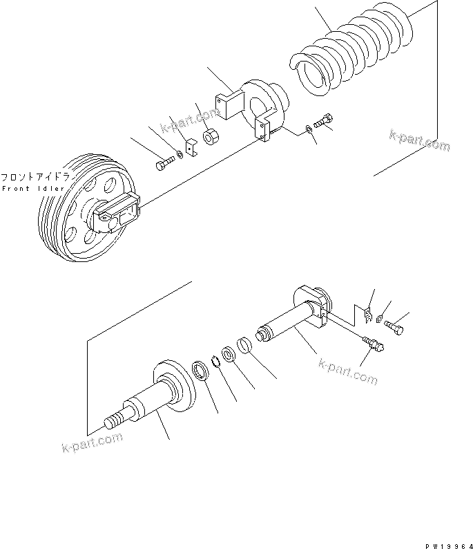 Komatsu parts book diagram for PC230LC-7-BA S/N 11001-UP: IDLER CUSHION(#11001-11035)