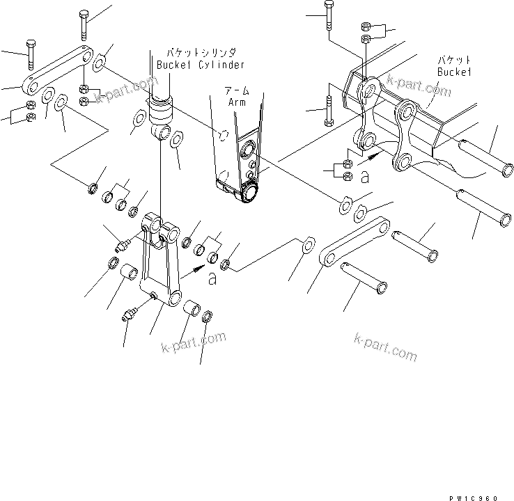 Komatsu parts book diagram for PC230LC-7-BA S/N 11001-UP: ARM (BUCKET LINK)