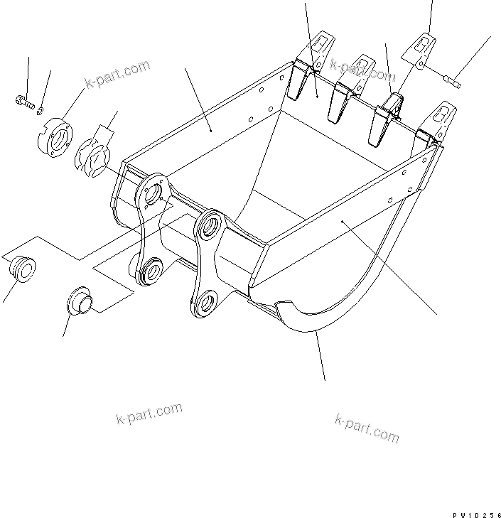 Komatsu parts book diagram for PC230LC-7-BA S/N 11001-UP: BUCKET ? 1.0M3 (CECE 0.9M3) ? 1153MM (HORIZONTAL PIN TYPE) (HEAVY DUTY)