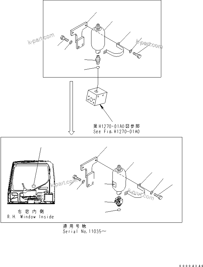 Komatsu parts book diagram for PC230LC-7-BA S/N 11001-UP: BREAKER ADAPTER (FOR NIPPON PNEUMATIC)(#11001-11038)
