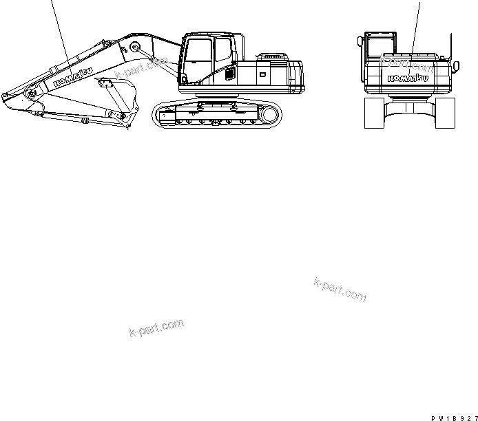 Komatsu parts book diagram for PC230LC-7-BA S/N 11001-UP: LOGO (KOMATSU) (SMALL) (GENERAL)