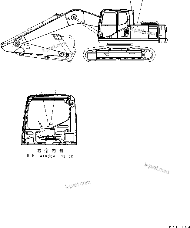 Komatsu parts book diagram for PC230LC-7-BA S/N 11001-UP: PLATE (MALTI PATTERN ? 2-WAY) (JAPANESE)