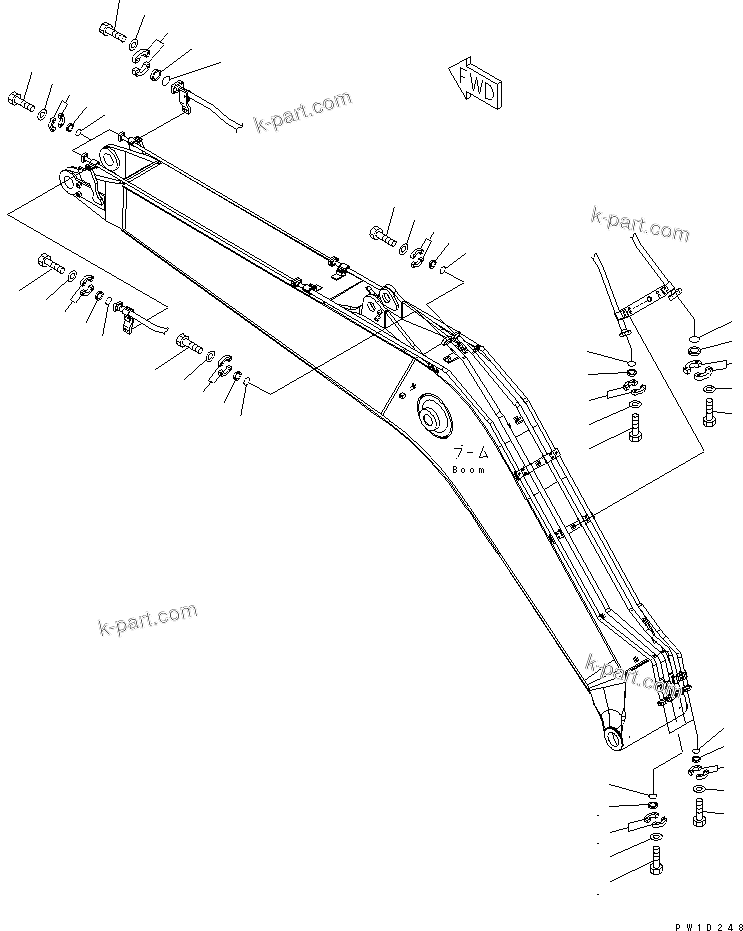 Komatsu parts book diagram for PC230LC-7-BA S/N 11001-UP: BLIND PARTS (BOOM) (1 ACTUATOR) (FOR COMPONENT)