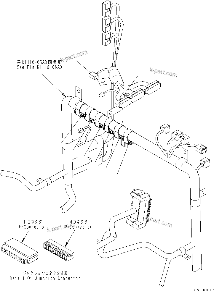 Komatsu parts book diagram for PC230LC-7-BA S/N 11001-UP: WIRING HARNESS (JUNCTION CONNECTOR) (FOR SUPPLY)