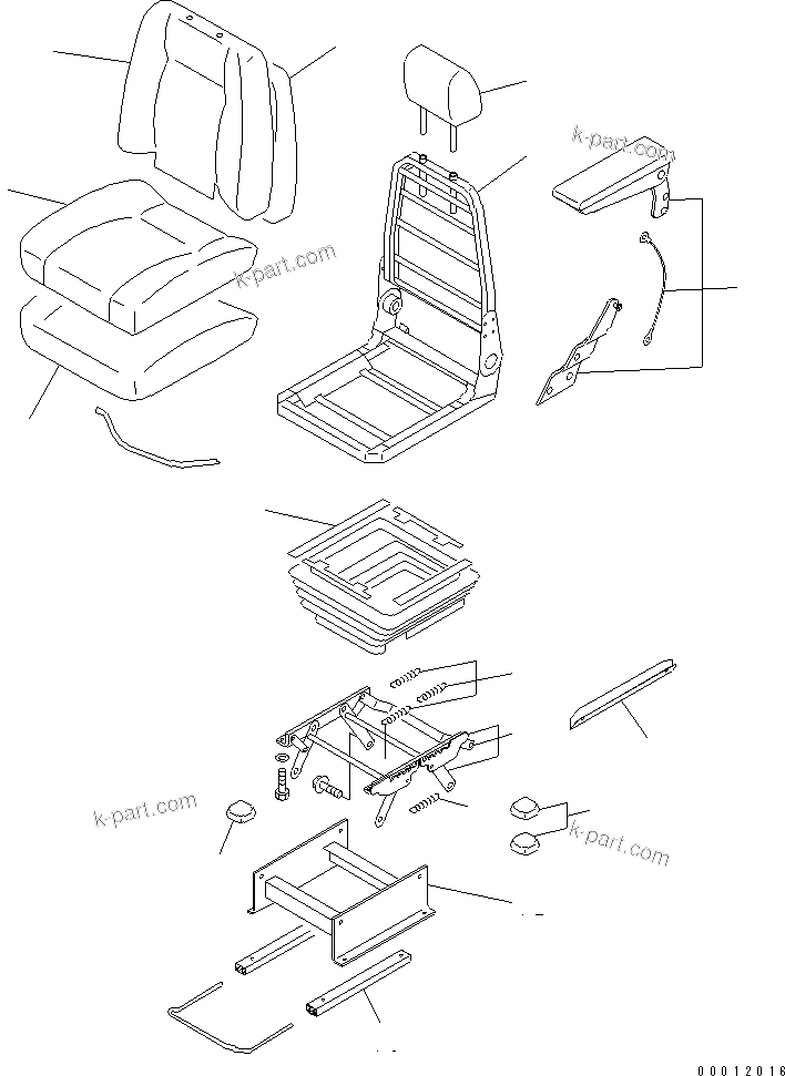 Komatsu parts book diagram for PC230LC-7-BA S/N 11001-UP: OPERATOR'S SEAT ASS'Y (FABRIC SEAT)