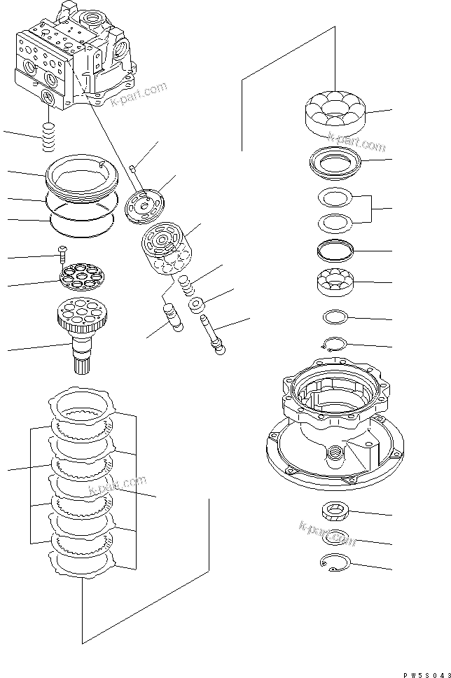Komatsu parts book diagram for PC230LC-7-BA S/N 11001-UP: SWING MOTOR (2/3)