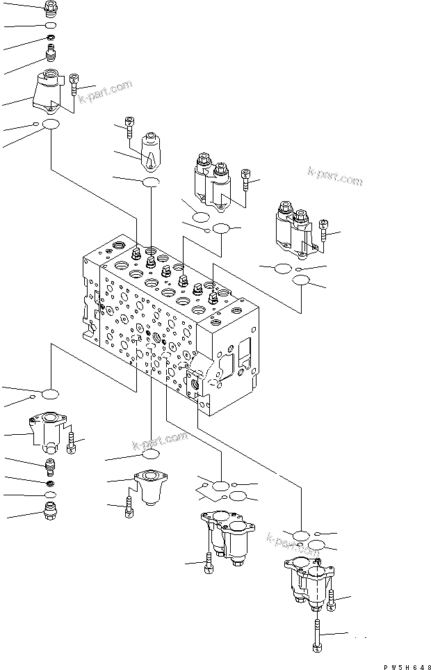 Komatsu parts book diagram for PC230LC-7-BA S/N 11001-UP: MAIN VALVE (4/16)