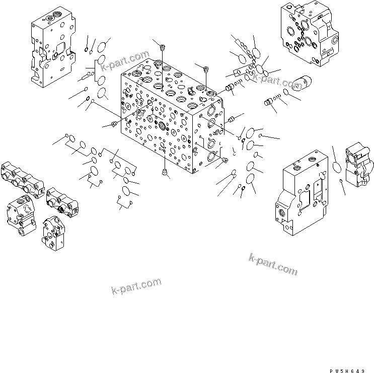 Komatsu parts book diagram for PC230LC-7-BA S/N 11001-UP: MAIN VALVE (5/16)