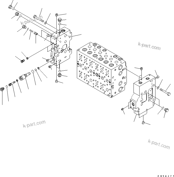 Komatsu parts book diagram for PC230LC-7-BA S/N 11001-UP: MAIN VALVE (7/16)