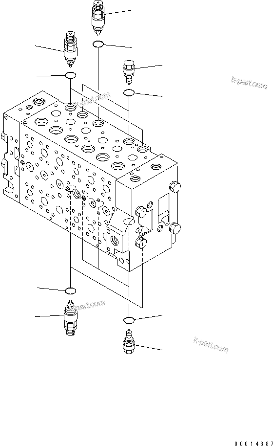 Komatsu parts book diagram for PC230LC-7-BA S/N 11001-UP: MAIN VALVE (12/16)