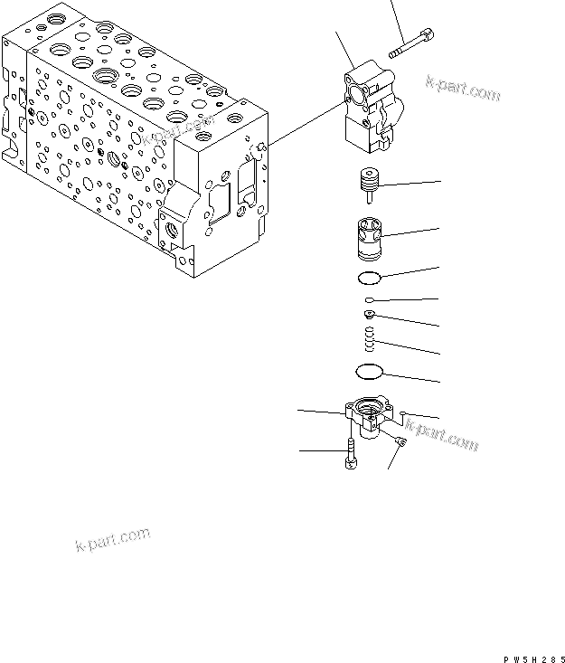 Komatsu parts book diagram for PC230LC-7-BA S/N 11001-UP: MAIN VALVE (15/16)