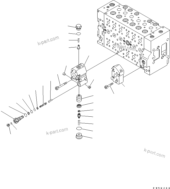 Komatsu parts book diagram for PC230LC-7-BA S/N 11001-UP: MAIN VALVE (16/16)
