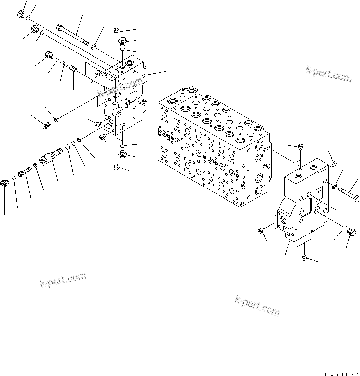 Komatsu parts book diagram for PC230LC-7-BA S/N 11001-UP: MAIN VALVE (1-ACTUATOR) (7/19)