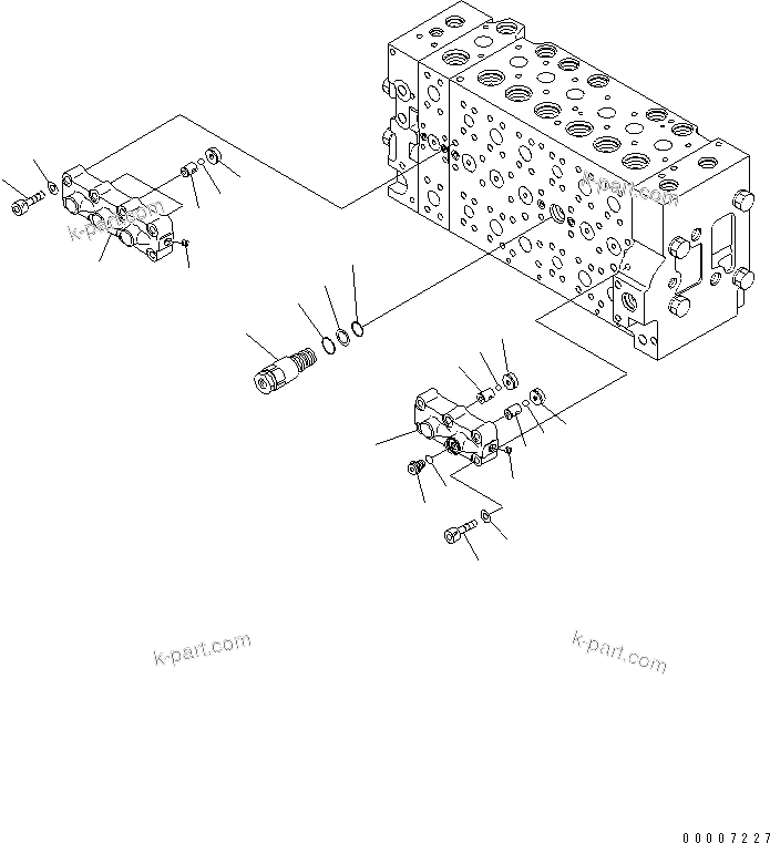 Komatsu parts book diagram for PC230LC-7-BA S/N 11001-UP: MAIN VALVE (1-ACTUATOR) (10/19)