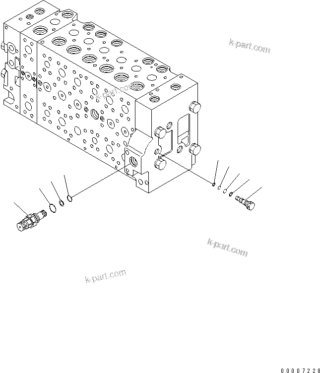 Komatsu parts book diagram for PC230LC-7-BA S/N 11001-UP: MAIN VALVE (1-ACTUATOR) (11/19)