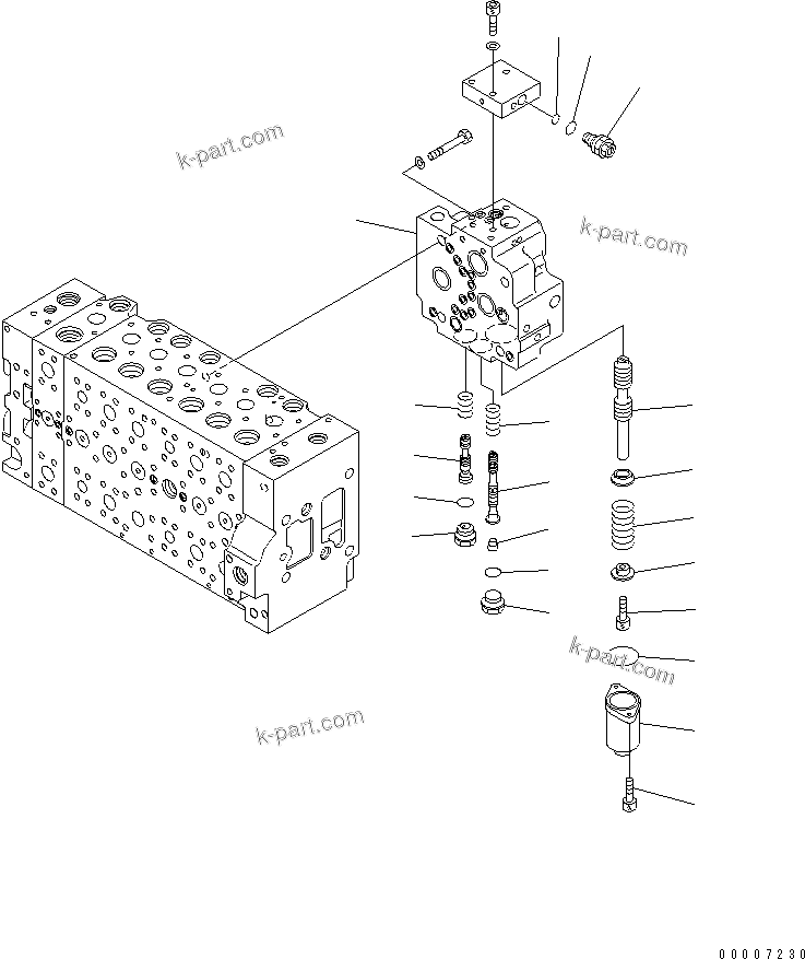 Komatsu parts book diagram for PC230LC-7-BA S/N 11001-UP: MAIN VALVE (1-ACTUATOR) (13/19)