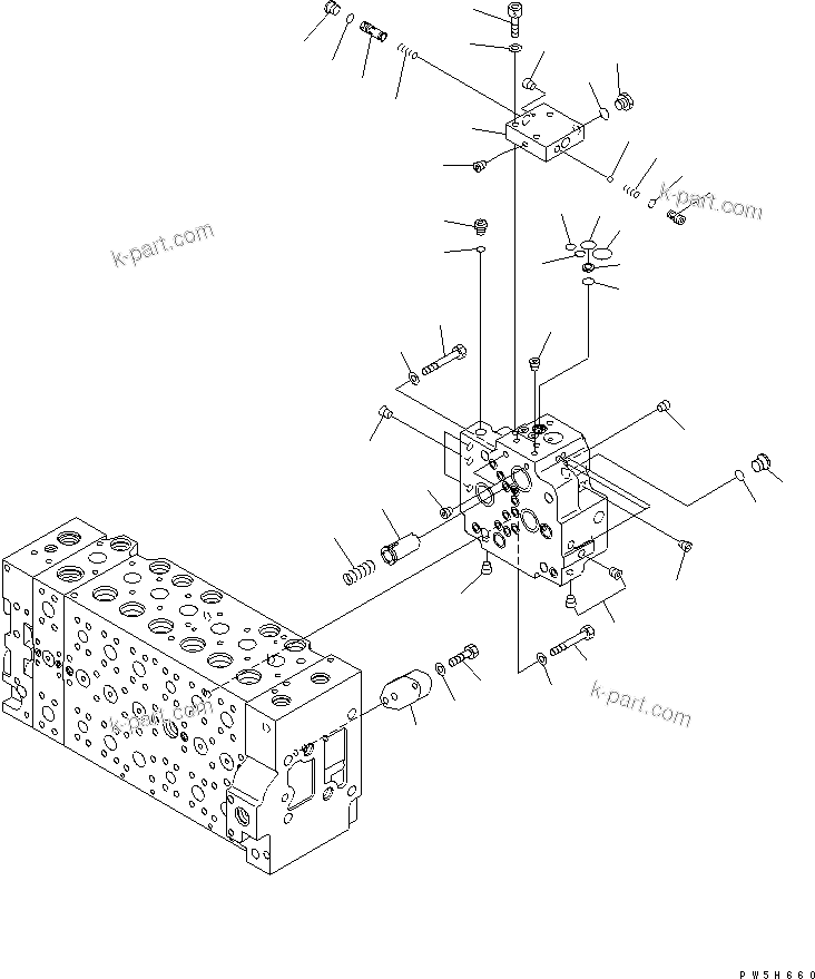 Komatsu parts book diagram for PC230LC-7-BA S/N 11001-UP: MAIN VALVE (1-ACTUATOR) (14/19)