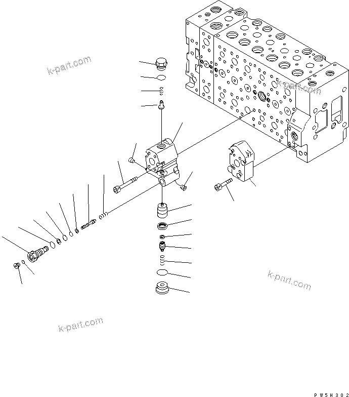 Komatsu parts book diagram for PC230LC-7-BA S/N 11001-UP: MAIN VALVE (1-ACTUATOR) (16/19)