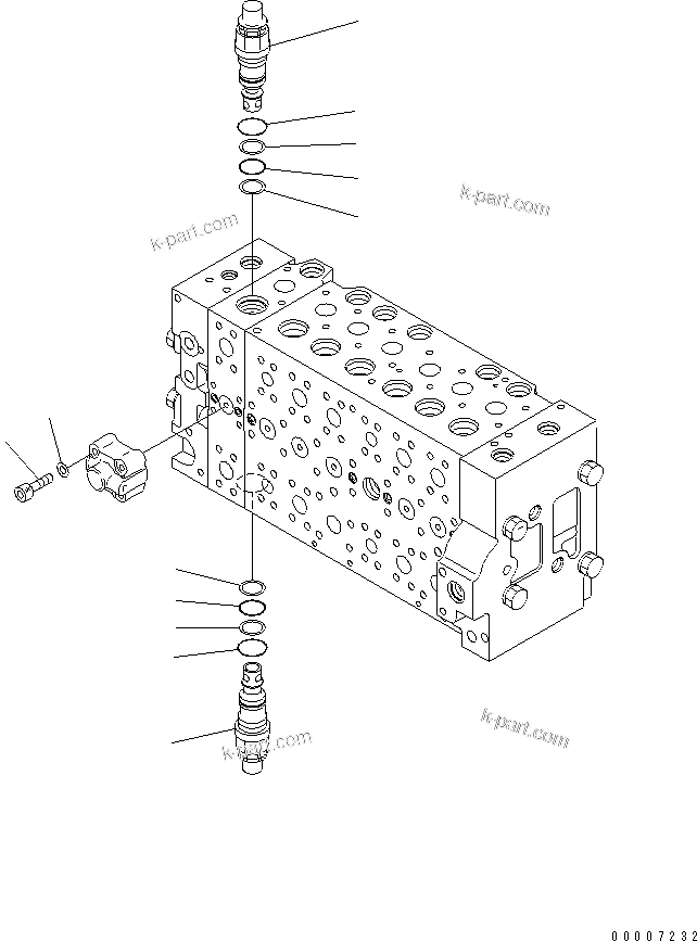 Komatsu parts book diagram for PC230LC-7-BA S/N 11001-UP: MAIN VALVE (1-ACTUATOR) (18/19)