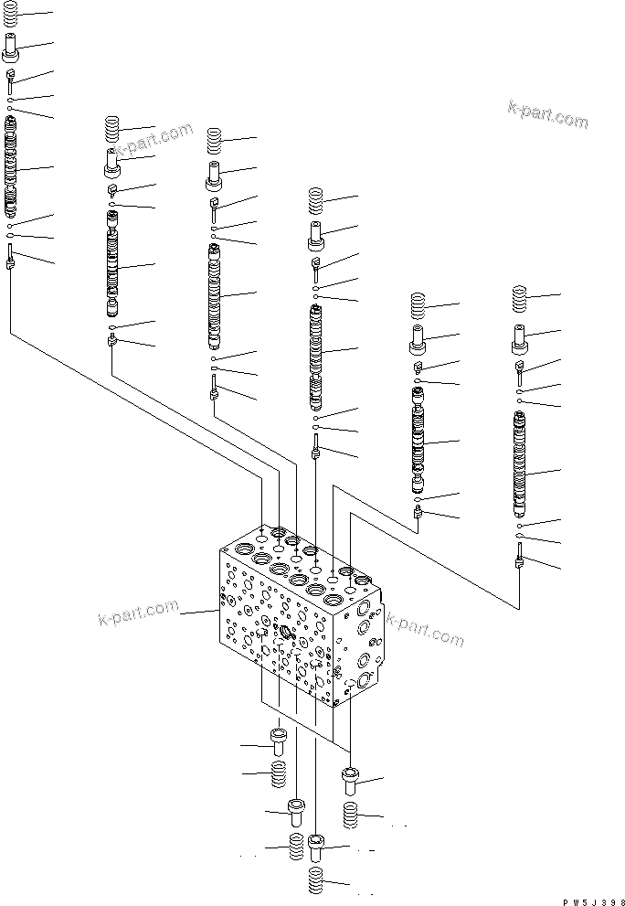 Komatsu parts book diagram for PC230LC-7-BA S/N 11001-UP: MAIN VALVE (2-ACTUATOR) (1/21)