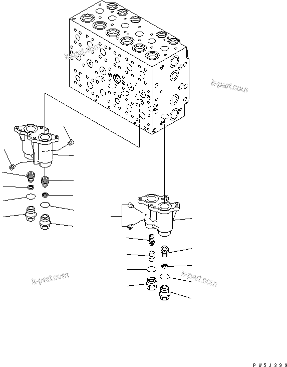 Komatsu parts book diagram for PC230LC-7-BA S/N 11001-UP: MAIN VALVE (2-ACTUATOR) (2/21)