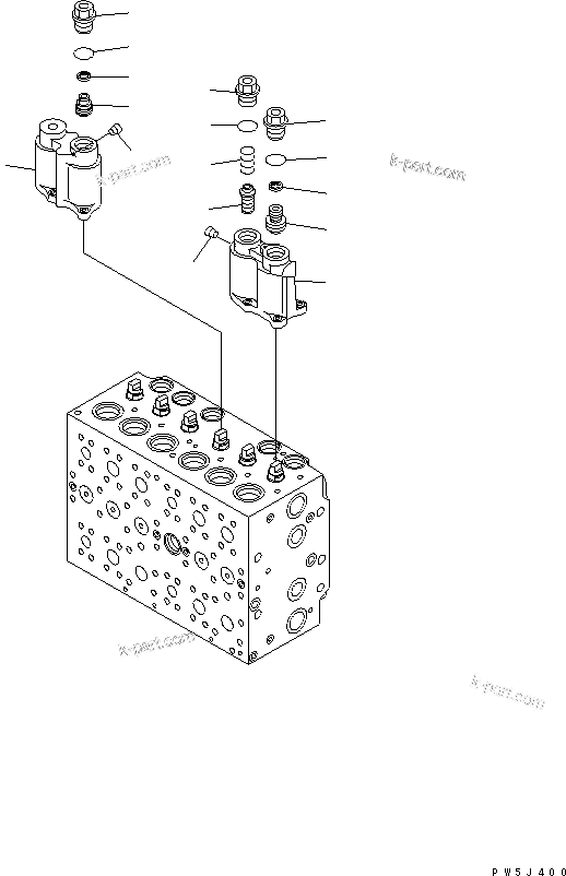 Komatsu parts book diagram for PC230LC-7-BA S/N 11001-UP: MAIN VALVE (2-ACTUATOR) (3/21)