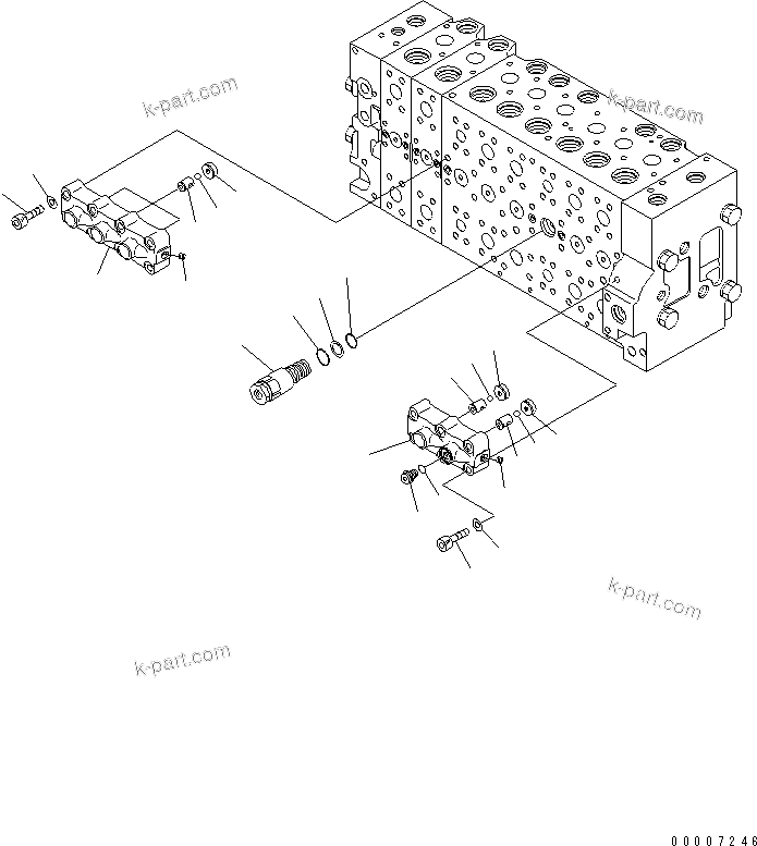 Komatsu parts book diagram for PC230LC-7-BA S/N 11001-UP: MAIN VALVE (2-ACTUATOR) (10/21)