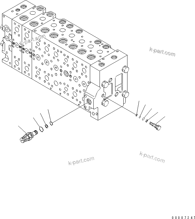 Komatsu parts book diagram for PC230LC-7-BA S/N 11001-UP: MAIN VALVE (2-ACTUATOR) (11/21)
