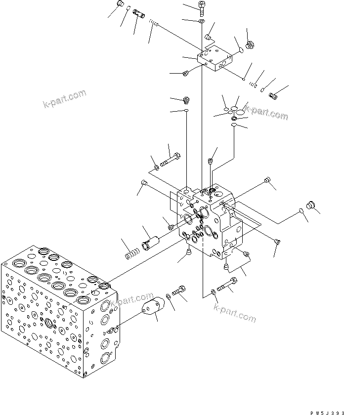 Komatsu parts book diagram for PC230LC-7-BA S/N 11001-UP: MAIN VALVE (2-ACTUATOR) (14/21)