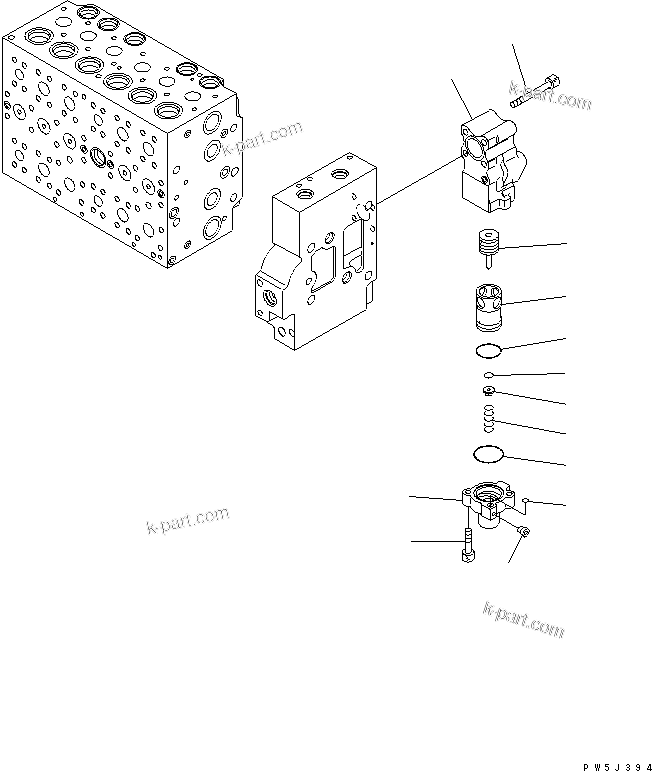 Komatsu parts book diagram for PC230LC-7-BA S/N 11001-UP: MAIN VALVE (2-ACTUATOR) (15/21)