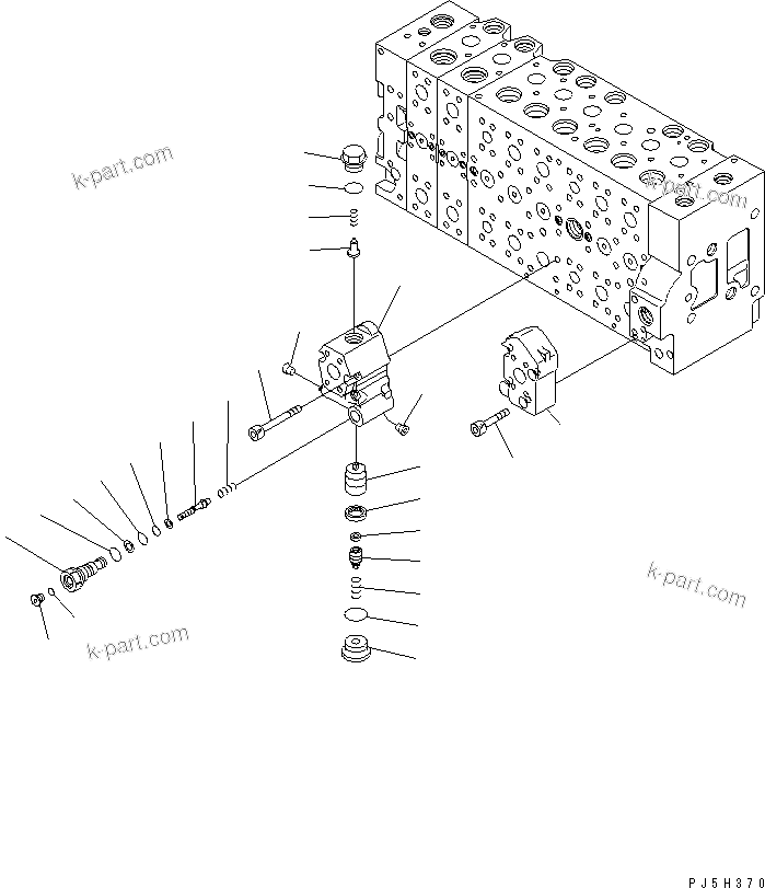 Komatsu parts book diagram for PC230LC-7-BA S/N 11001-UP: MAIN VALVE (2-ACTUATOR) (16/21)