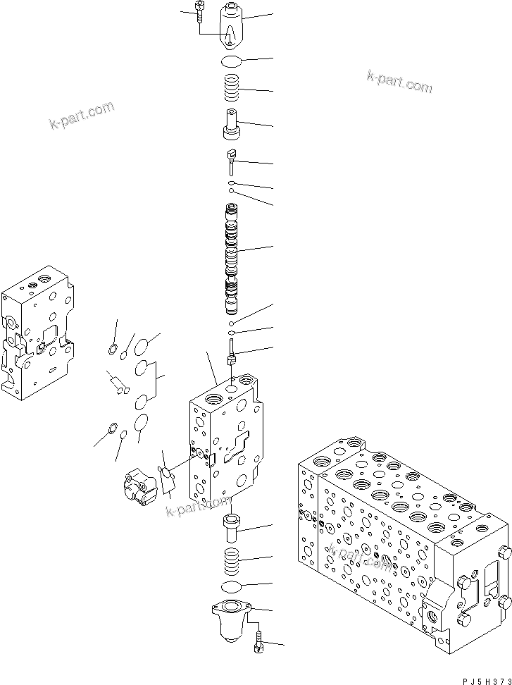 Komatsu parts book diagram for PC230LC-7-BA S/N 11001-UP: MAIN VALVE (2-ACTUATOR) (19/21)