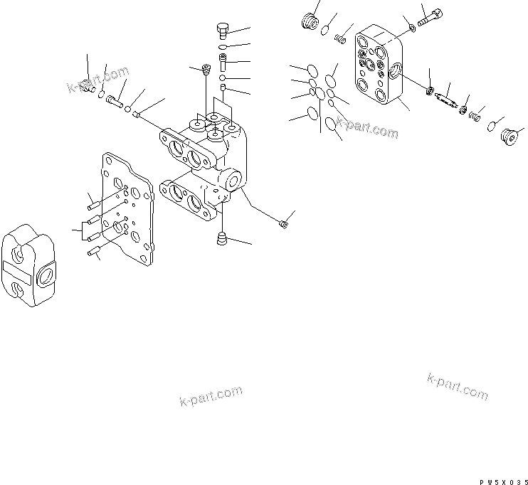 Komatsu parts book diagram for PC230LC-7-BA S/N 11001-UP: PPC VALVE (FOR TRAVEL) (2/2)(#11001-15000)