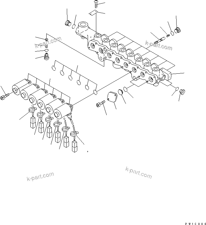 Komatsu parts book diagram for PC230LC-7-BA S/N 11001-UP: SOLENOID VALVE (INNER PARTS)(#11001-11034)