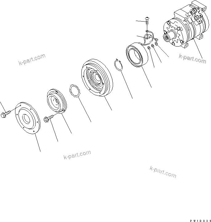 Komatsu parts book diagram for PC230LC-7-BA S/N 11001-UP: COMPRESSOR ASS'Y (FOR AIR CONDITIONER)