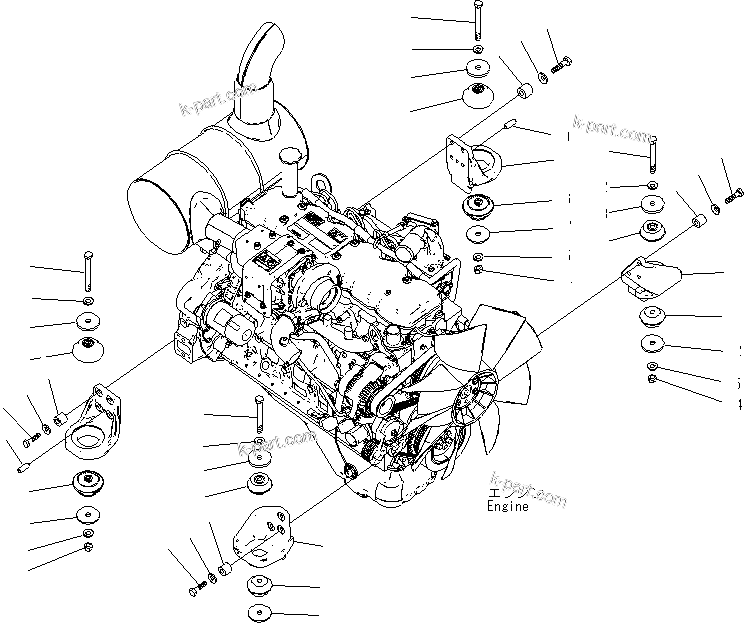 Komatsu parts book diagram for PC240NLC-8K S/N K50001-UP: ENGINE MOUNTS