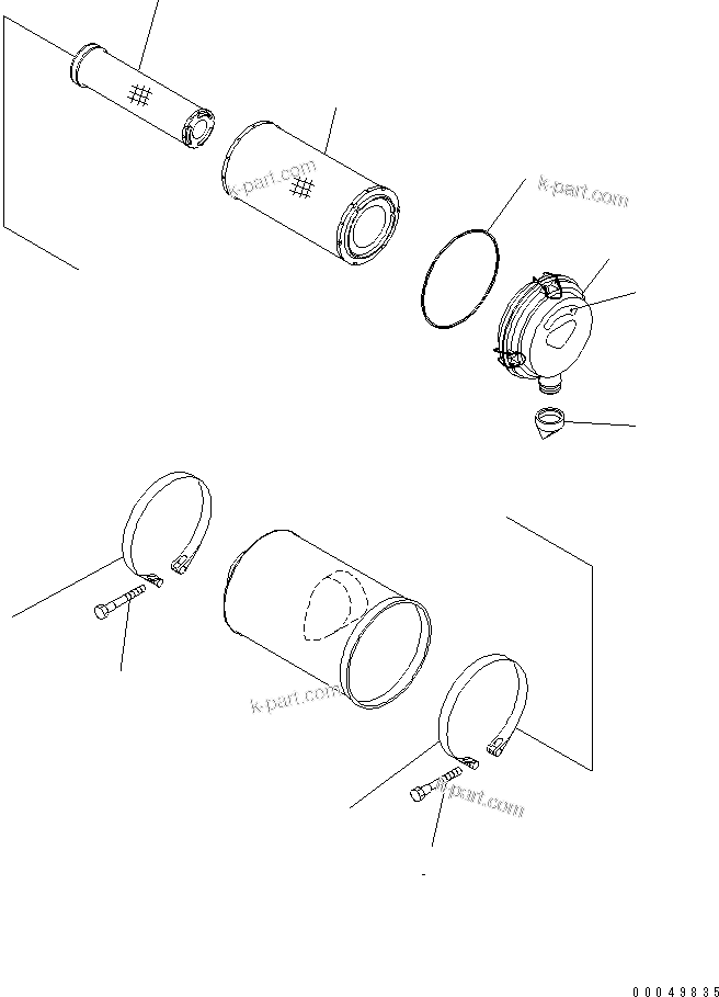 Komatsu parts book diagram for PC240NLC-8K S/N K50001-UP: AIR CLEANER