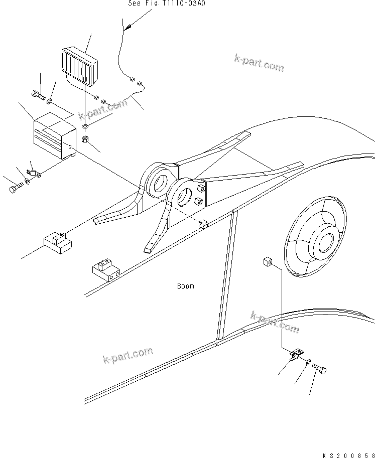 Komatsu parts book diagram for PC240NLC-8K S/N K50001-UP: ADDITIONAL WORK LAMP (BOOM, R.H.) (FOR LC DEMO) (#K51181-)
