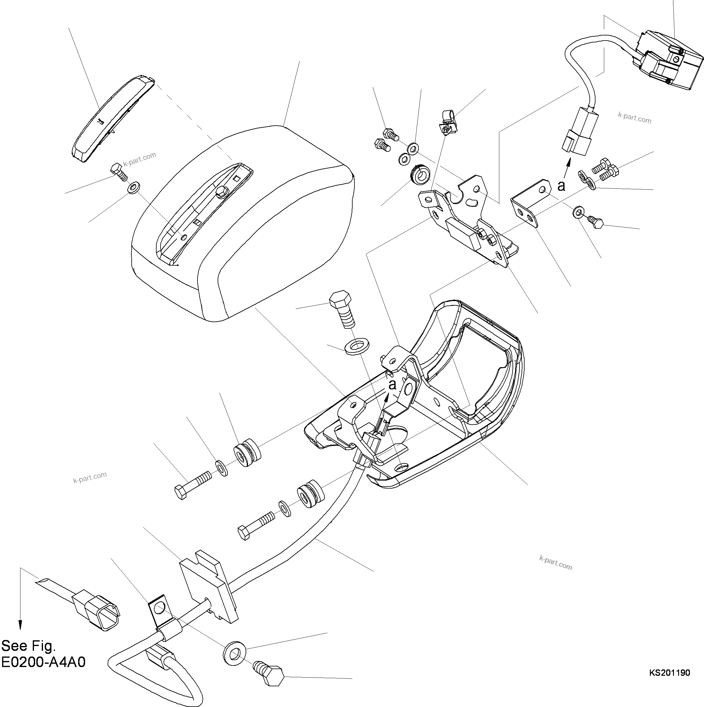 Komatsu parts book diagram for PC240NLC-8K S/N K50001-UP: REAR VIEW MONITORING SYSTEM (1 CAMERA) (# K51142-)