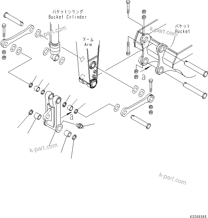 Komatsu parts book diagram for PC240NLC-8K S/N K50001-UP: ARM (BUCKET LINK) (WITH LIFTING EYE) (AUTO GREASE)