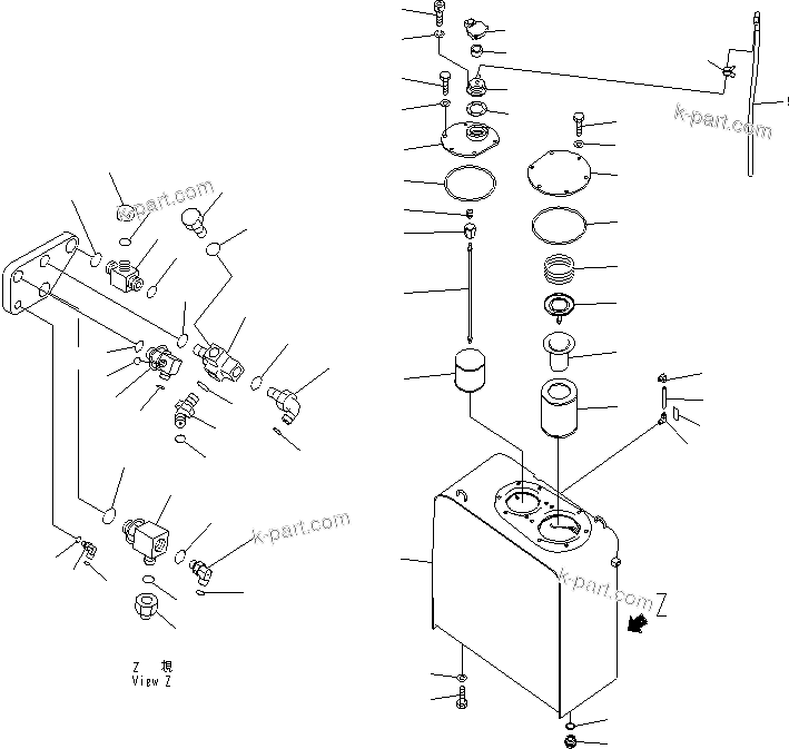 Komatsu parts book diagram for PC240NLC-8K S/N K50001-UP: HYDRAULIC OIL TANK