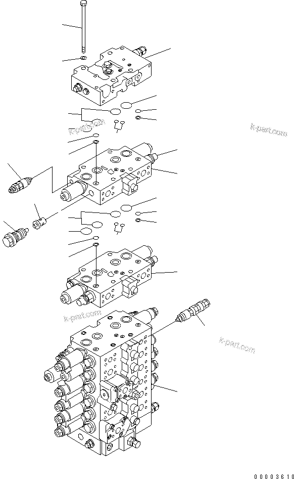 Komatsu parts book diagram for PC240NLC-8K S/N K50001-UP: MAIN VALVE (SERVICE VALVE) (FOR 2-PIECE BOOM) (1 ACTUATOR)