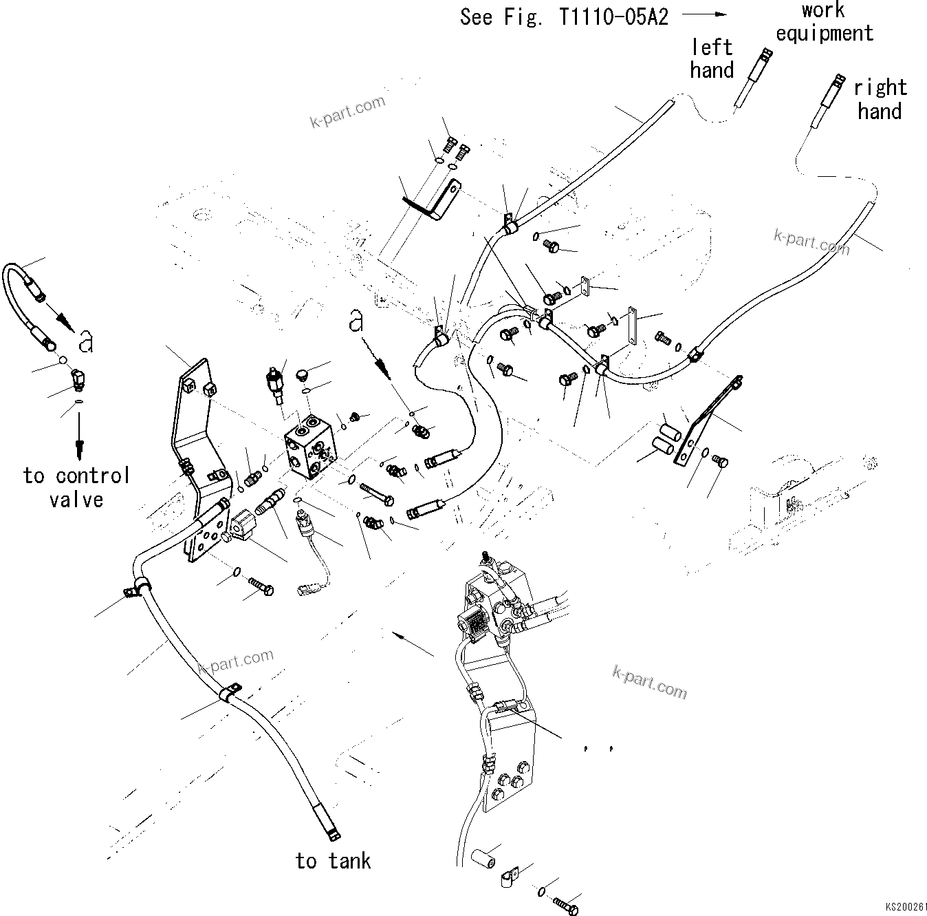Komatsu parts book diagram for PC240NLC-8K S/N K50001-UP: QUICK COUPLER VALVE (1-PIECE BOOM) (CHASSIS SIDE)