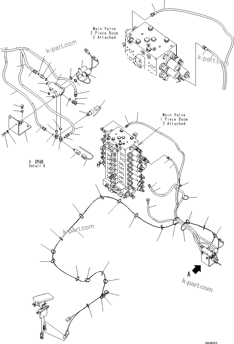 Komatsu parts book diagram for PC240NLC-8K S/N K50001-UP: ATTACHMENT ADDITIONAL LINE (2/2) FOR 1 PIECE , 2-ATT & 2 PIECE , 2-ATT