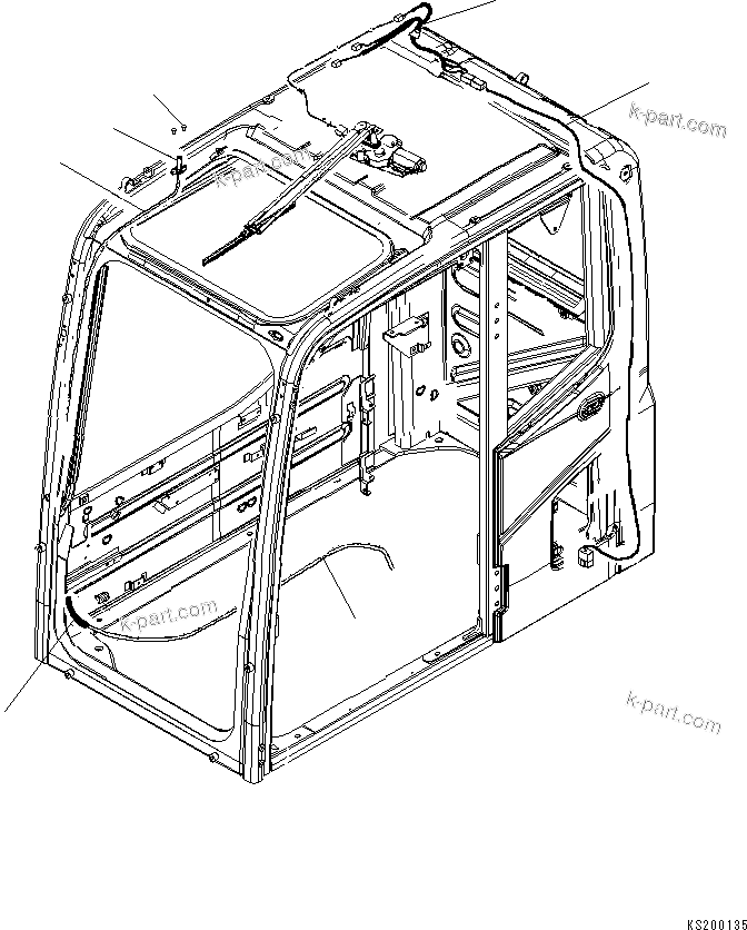 Komatsu parts book diagram for PC240NLC-8K S/N K50001-UP: ROOF WINDOW WASHER/WIPER (DEMOLITION BASE) (2/2)