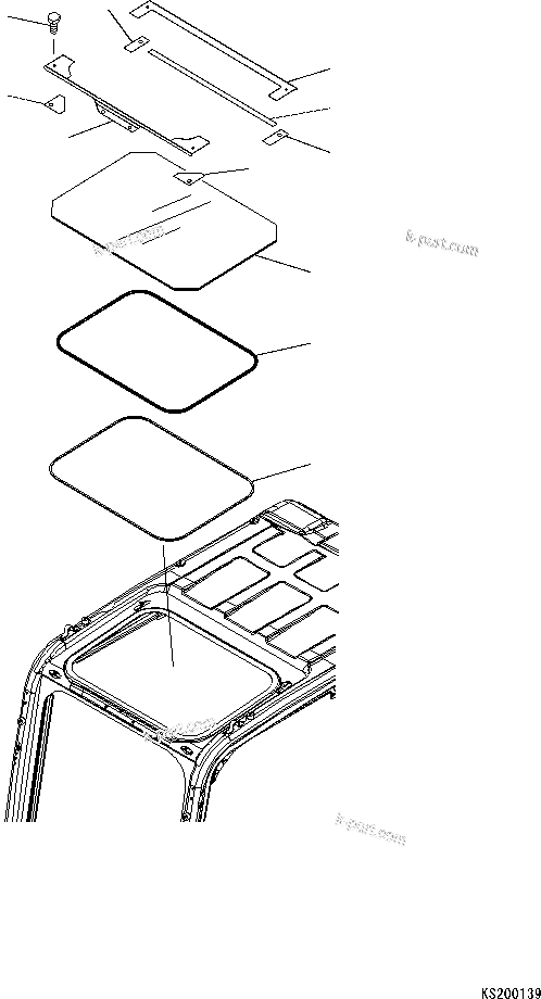 Komatsu parts book diagram for PC240NLC-8K S/N K50001-UP: FLOOR FRAME (OPERATORґS CAB) (ROOF WINDOW) (DEMOLITION BASE)