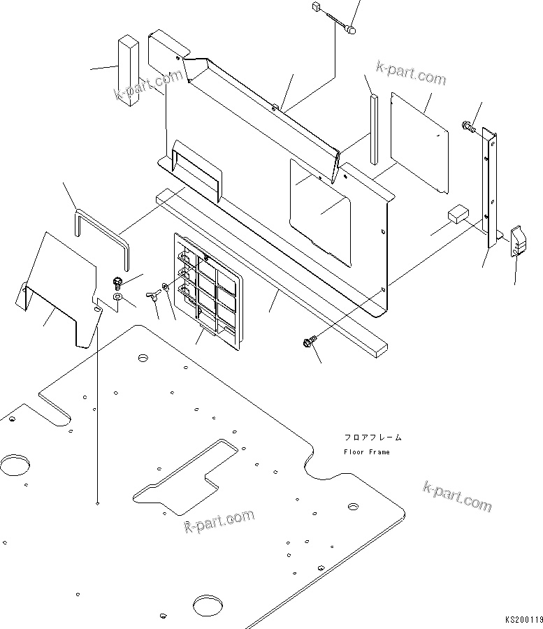 Komatsu parts book diagram for PC240NLC-8K S/N K50001-UP: FLOOR FRAME (OPERATORґS CAB) (PARTITION)