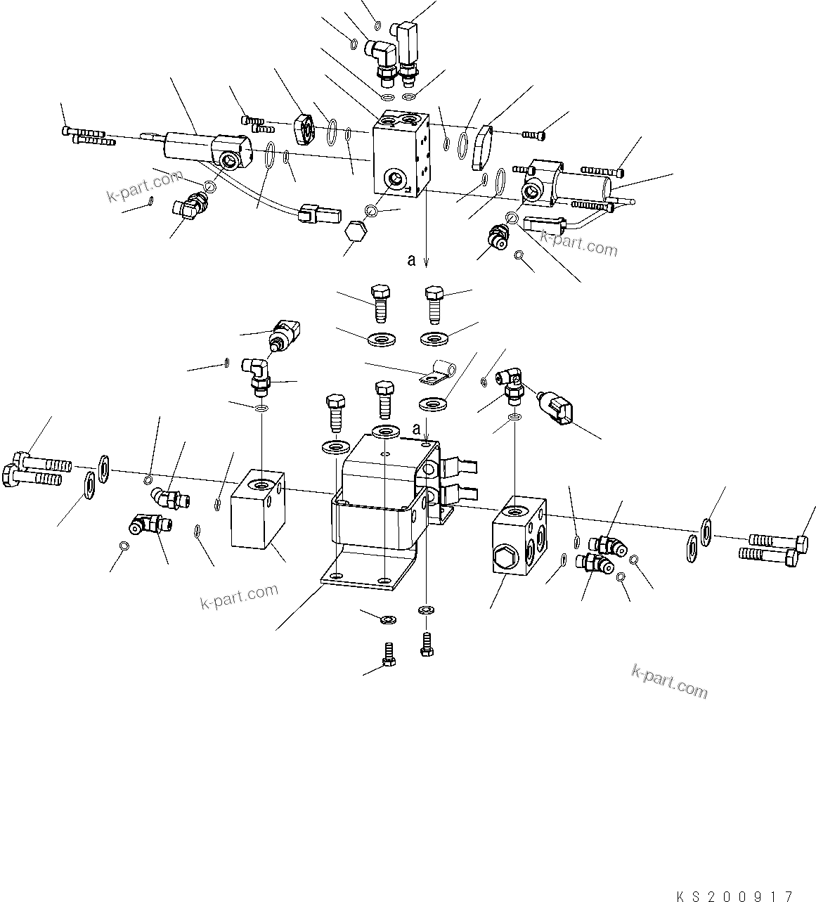 Komatsu parts book diagram for PC240NLC-8K S/N K50001-UP: ATTACHMENT LINE EPC VALVE FOR 1 PIECE , 1- ATT & 2 PIECE , 1- ATT